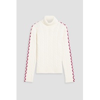 Embroidered cable-knit wool turtleneck sweater