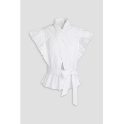 Brynn ruffled cotton-blend poplin top