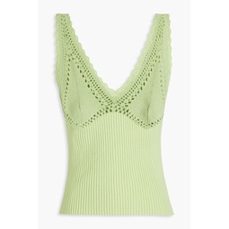 Sia crochet-trimmed ribbed cotton-blend top