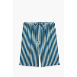 Long-length striped swim shorts
