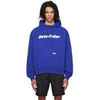 Blue Embroidered Hoodie 241995M202003