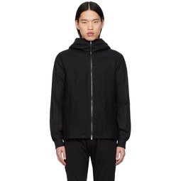 Black Hooded Leather Jacket 241212M181000