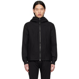 Black Hooded Leather Jacket 241212M181000