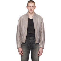 Gray L Krix Leather Jacket 231001M181011