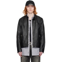 Black L Metalo Leather Jacket 241001M181006