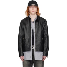 Black L Metalo Leather Jacket 241001M181006