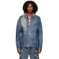 Blue L Clime Leather Jacket 231001M181006