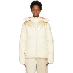 Off White Contrast Puffer Jacket 222841F061001