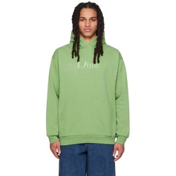 Green Embroidered Hoodie 232841M202005