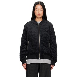 Black Quilted Bomber Jacket 241841F058000