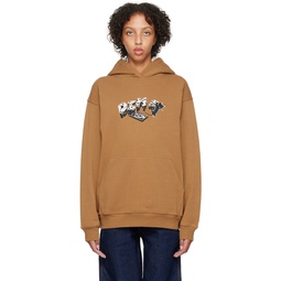 Brown Embroidered Hoodie 232841F097012