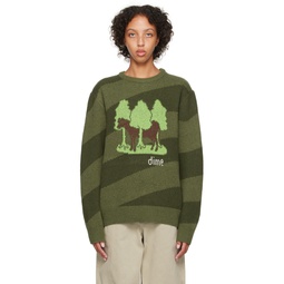 Green Jacquard Sweater 232841F096007