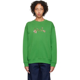 Green Embroidered Sweatshirt 232841F096005