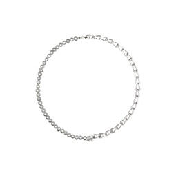 Silver Cage Link Pearl Necklace 241417F023001