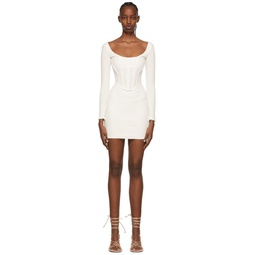 White Cotton Mini Dress 222417F052012
