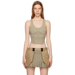 Taupe Sport Corset Tank Top 232417F111024