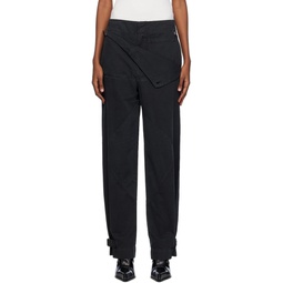 Black Belted Shell Trousers 241417F087005