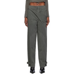 Gray Belted Shell Trousers 241417F087006