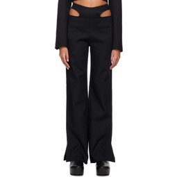 Black Y Front Buckle Trousers 231417F087016