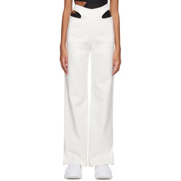 White Y Front Buckle Trousers 231417F087017