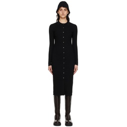 Black Merino Wool Midi Dress 221417F054007