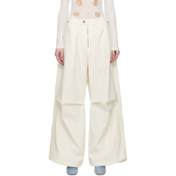 White Zip Trousers 231417F087033