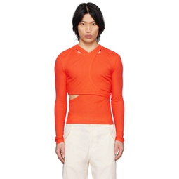 Orange Modular Long Sleeve T Shirt 231417M213013
