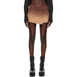 Brown Wrap Denim Miniskirt 231417F090006