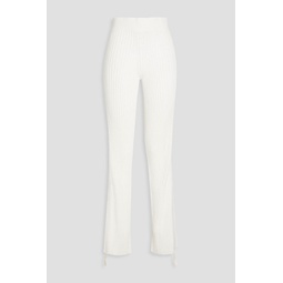 Ribbed cotton-blend flared pants