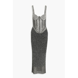 Marled open-knit midi dress