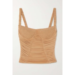 DION LEE Doric shirred gathered stretch-jersey bustier top