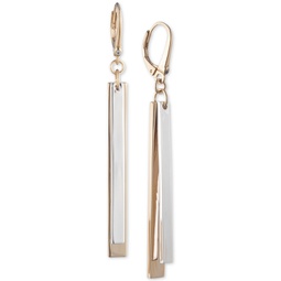 Two-Tone Pave Stick Linear Drop Earrings