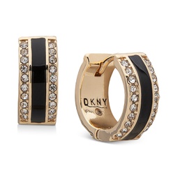 Gold-Tone Pave & Color Hoop Earrings