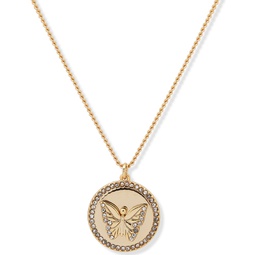 Gold-Tone Pave Butterfly Pendant Necklace 16 + 3 extender