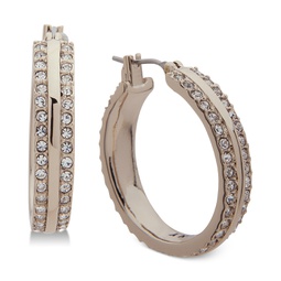 Small Gold-Tone Pave Small Hoop Earrings 1