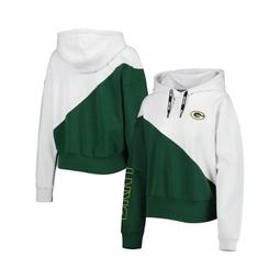 Womens White and Green Green Bay Packers Bobbi Color Blocked Pullover Hoodie