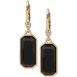 Gold-Tone Pave & Rectangle Stone Drop Earrings