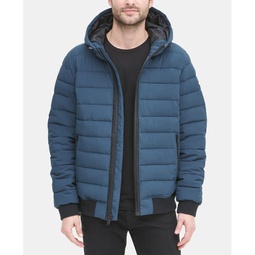 Mens Quilted Hooded Bomber Jacket