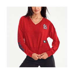 Womens Red St. Louis Cardinals Lily V-Neck Pullover Sweatshirt