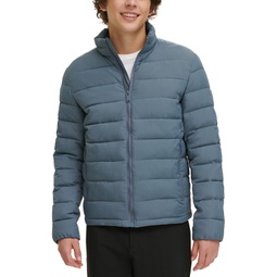 Mens Quilted Full-Zip Stand Collar Puffer Jacket