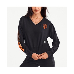 Womens Black San Francisco Giants Lily V-Neck Pullover Sweatshirt