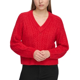 Womens Long-Sleeve Novelty Knit Sweater