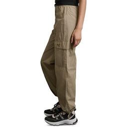 Womens Straight-Leg High-Waist Adjustable-Cuff Cargo Pants