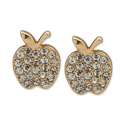 Gold-Tone Pave Crystal Apple Stud Earrings