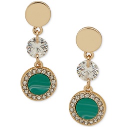 Gold-Tone Cubic Zirconia & Pave Color Inlay Double Drop Earrings