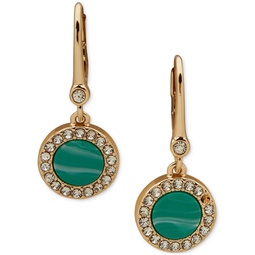 Gold-Tone Pave & Color Inlay Drop Earrings