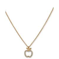 Gold-Tone Pave Crystal Apple Pendant Necklace 16 + 3 extender