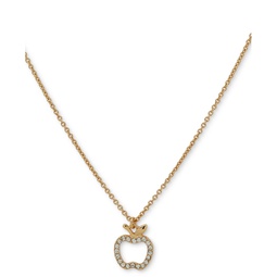 Gold-Tone Pave Crystal Apple Pendant Necklace 16 + 3 extender