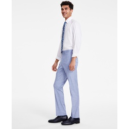 Mens Modern-Fit Bi-Stretch Light Blue Check Suit Separate Pants
