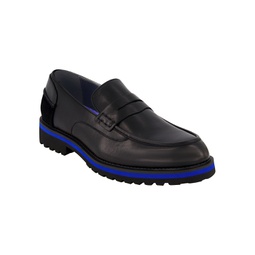 Mens Leather Contrast Penny Loafers